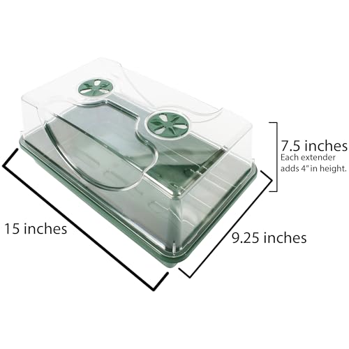 EarlyGrow Medium Seed and Herb Domed Propagator with Vented Side Height Extension and Security Clip Set,Green - size: Medium with 1 Height Extender and Clips
