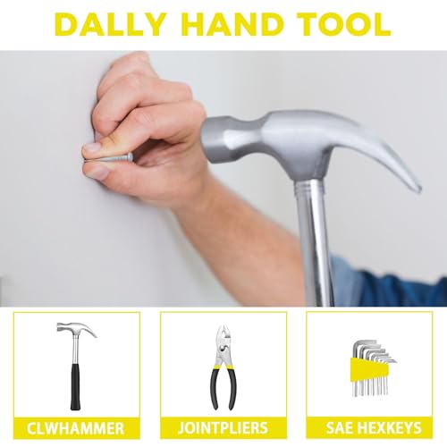 RVOGJP 39-Piece General Household Tool Kit, Basic Small Hand Tool Set with Plastic Toolbox for Home, Garage, Office & College Dorm Use, Yellow - color: Yellow