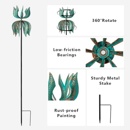 Viveta Wind Spinners Outdoor-360° Rotating Garden Spinner - color: Green-b