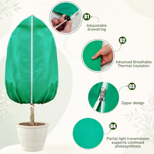 2 Pack Green Plant Freeze Covers, 72"x95" Frost Cloth with Drawstring - size: 72''x95''