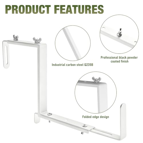 Window Box Bracket,Adjustable Planter Box Brackets,White,6Pack - color: White, size: 6PCS