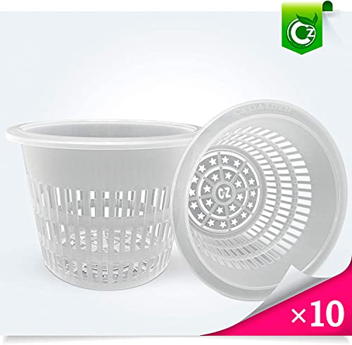 6 inch Orchid Pots | Heavy Duty Net Pots Round Cups - Wide Rim Design • Hydroponics Slotted Mesh (Cz All Star Net Pots – 10 Clear)
