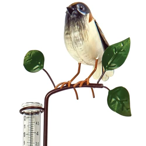 Bits and Pieces Bird Rain Gauge, 5 Inch Glass Tube, 39" Tall