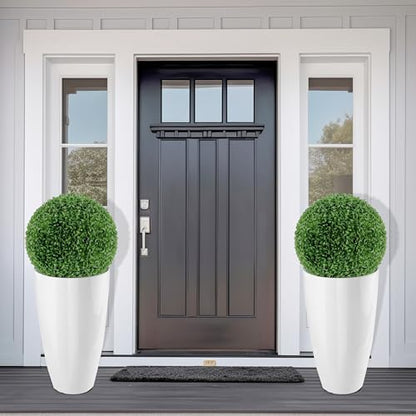2PCS 21in Tall Planter for Outdoor Plants Large Flower Pots White - color: White