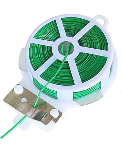 328ft (100m) Garden Twist Ties with Built-in Cutter, Green Soft Plant Ties for Support Climbing Vines & Flowers, Reusable Coated Wire for Home Office Cable Management & Organization (1, Green)