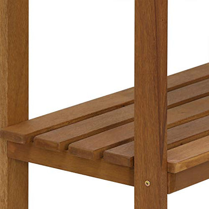 Furinno Tioman Outdoor Potting Bench with Storage Shelf, Natural - size: 3-Tier