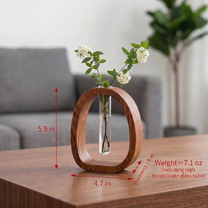 Wooden Frame Glass Test Tube Vase,Hydroponic Propagation Station