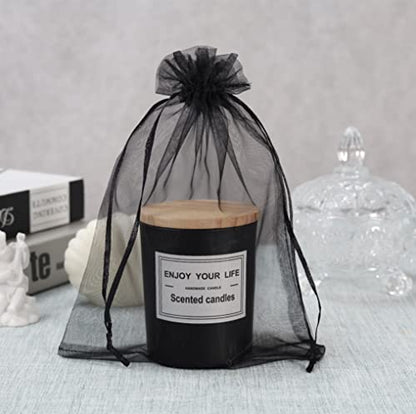 YunKo 50Pcs Black Organza Bags 6X9 Inch Drawstring Mesh Party Favor Bag - color: Black