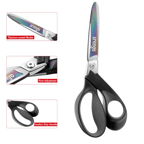 LIVINGO 9" Heavy Duty all Purpose Stainless Steel Scissors, (Grey/Black) - color: Grey