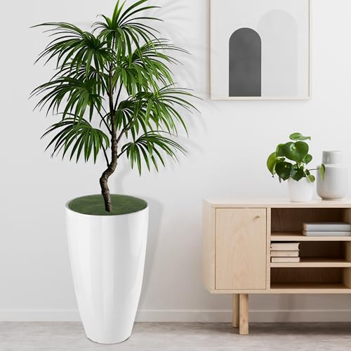2PCS 21in Tall Planter for Outdoor Plants Large Flower Pots White - color: White