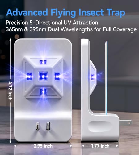 Unique Double-Sided Fruit Fly Traps for Indoors, Plug-in UV Indoor Fly Trap
