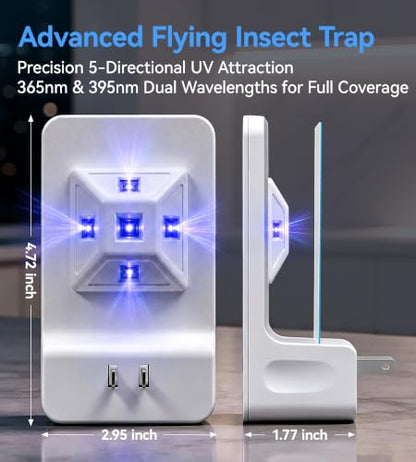 Unique Double-Sided Fruit Fly Traps for Indoors, Plug-in UV Indoor Fly Trap