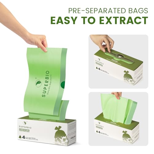 SUPERBIO 4 Gallon Compostable Drawstring Food Scrap Bags - style: 4 gallon,40 count