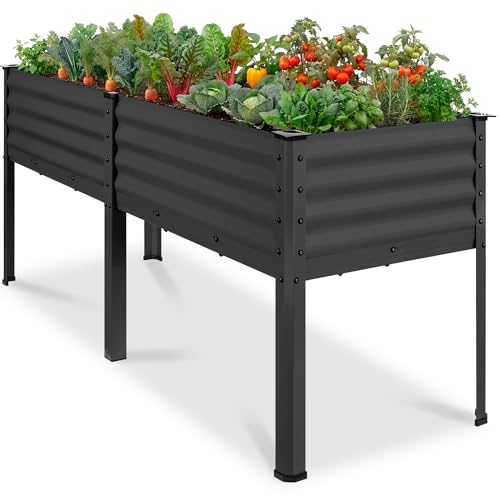 Best Choice Products 72x24x30in Non Toxic Galvanized Raised Garden Bed, Metal Elevated Planter Box, Vegetable Garden, 100% Non Toxic Materials - Charcoal - color: Charcoal, size: 72x24x30in