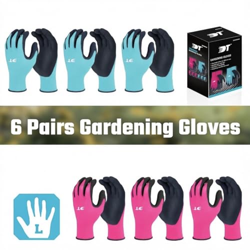 DURATECH DT 6 Pairs Garden Gloves Large - size: Large