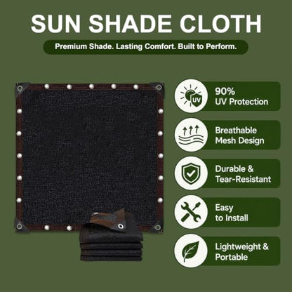 Shade Cloth for Garden, 90% Shade Tarp with Grommets, 20x20FT - size: 20*20