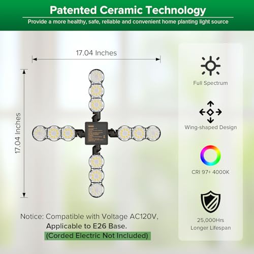 SANSI Grow Light for Indoor Large Plants, 80W High PPFD Dimmable, E26 Base - size: 80 Watts