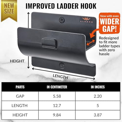 Ladder Hanger Set of 4 for Garage Wall - Black Heavy Duty Utility Hook - color: Black, size: Pack of 4 Hooks
