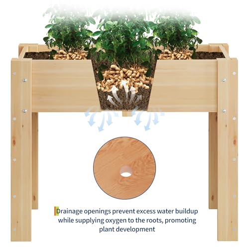 Garvee 34x18x30IN Wooden Raised Garden Bed with Legs - color: Varnish, size: 34*18*30 in