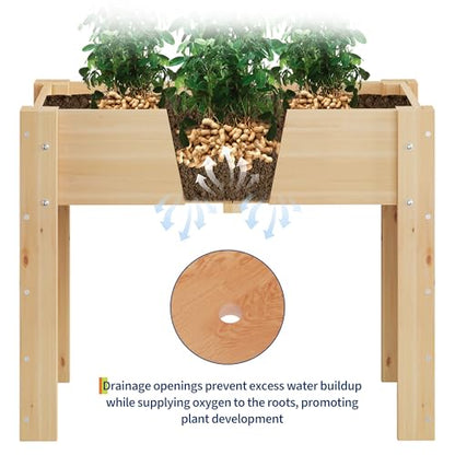 Garvee 34x18x30IN Wooden Raised Garden Bed with Legs - color: Varnish, size: 34*18*30 in