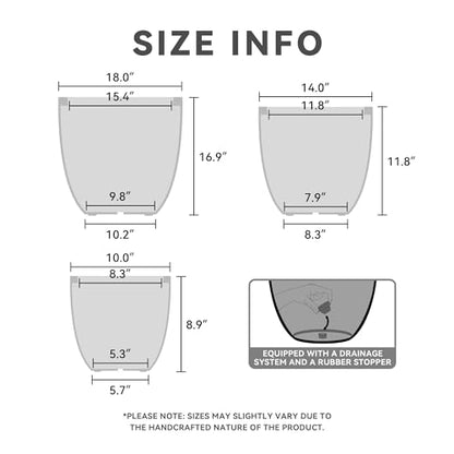 Kante Set of 3 Blue Gray Concrete Bowl Planters 18" 14" 10" Dia - color: Gray, size: 18"d + 14"d + 10"d