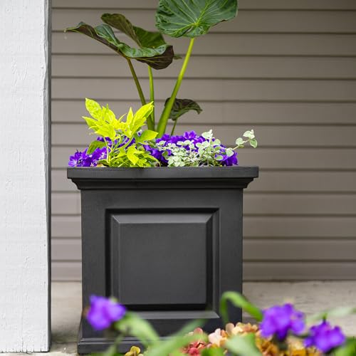 Mayne Nantucket 20in Self-Watering Square Planter, Black - color: Black