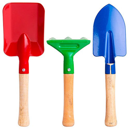 8" Long Gardening Tools for Kids, 3-Piece Kids Garden Tools with Rake,Shovel and Trowel