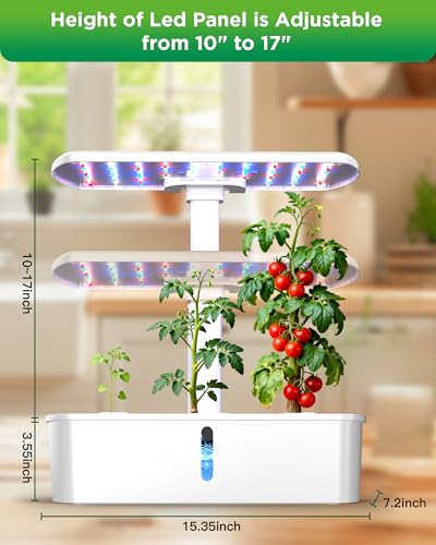 Hydroponics Growing System Kit 12 Pods, Indoor Garden with LED Grow Light - color: White
