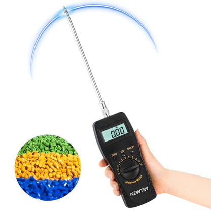 NEWTRY Moisture Meter Powder-Moisture Tester Range 0-100% with 9.6" Probe