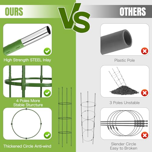 2 Pack 65 Inch Upgraded Large Tomato Cages for Garden - color: Light Green