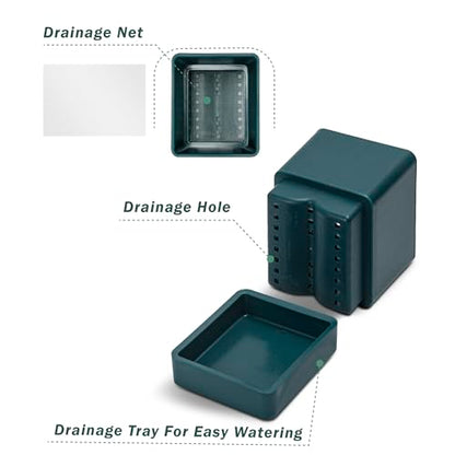 D'vine Dev Plastic Herb Planter Pot, 4 in, Green, 76-Y-C-1 - color: Green, size: 4 Inch x 4.5 Inch
