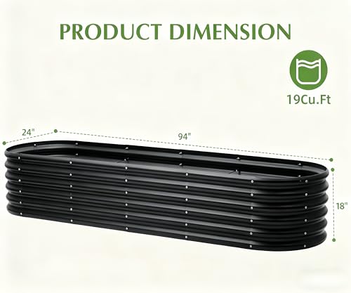 Besebay Galvanized Raised Garden Bed, Outdoor Planter Bed, - color: Black, size: 8x2x1.5ft