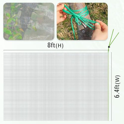 MR FIVE 6.4 x 8 ft Bird Barrier Netting Mesh with Drawstring,Extra Large Bird Netting for Fruit Trees,Garden Tree Netting for Protect Fruit Tree Vegetable Flower
