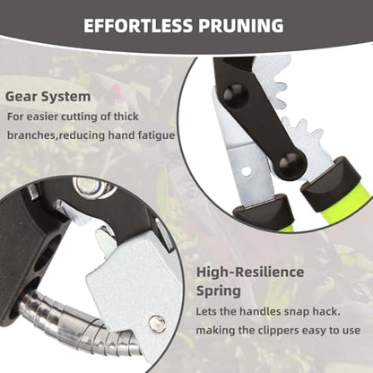 YRTSH Garden Shears Set, 2-Piece Pruning Loppers & Pruners with Gear System