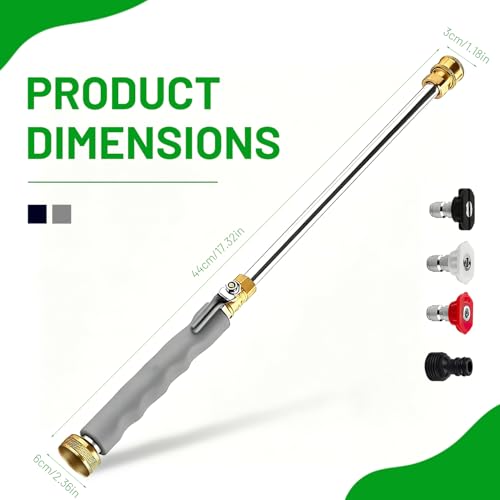 2026 Upgraded Jet Nozzle Power Washer for Garden Hose (Gray) - color: Gray