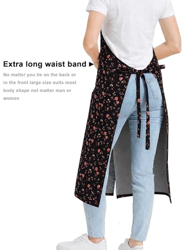 Molaxhome Split Pottery Apron with 3 Pockets Unisex with Adjustable Strap - color: Blackflower