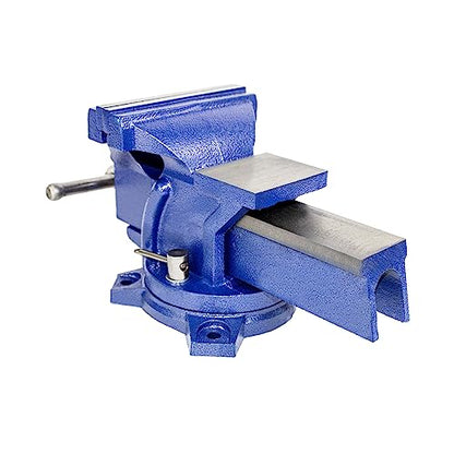 HFS(R) 4" Heavy Duty Bench Vise Anvil with 360° Swivel Locking Base Desktop Clamp - FS Blue Design - size: 4''