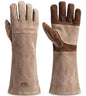 Welding Gloves -Long Sleeve Fireproof and Heat Resistant 15IN L - color: Brown 1 Pair, size: Large