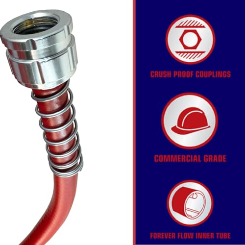 Flexon FA58100CN Farm and Ranch Garden Hose, 100 ft, Red - size: 100 ft, style: 5/8