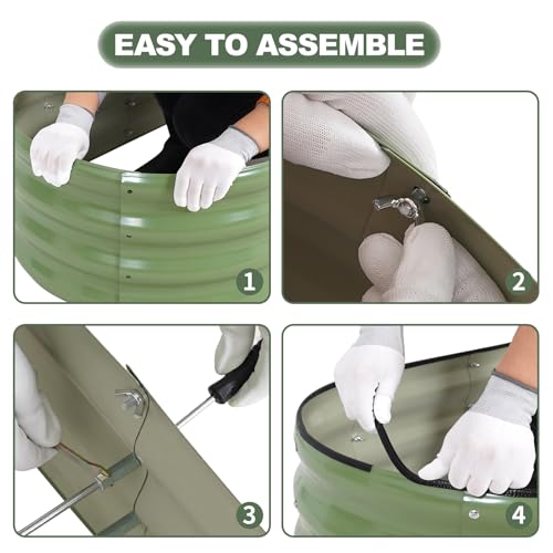 1MORE Galvanized Raised Garden Bed Outdoor,Planter Bed 4x2x1ft,Green,4-Pk - color: Green