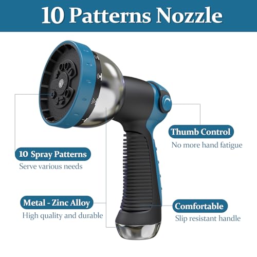 Garden Hose 75 ft, Made of TPE (BetterThan PVC/Hybrid Polymer), Lightweight yet Durable Water Hose with Ergonomic Grip, Drinking Water Safe Material, All-Weather, 3/4" GHT Fittings - size: 75ft + Hose Nozzle