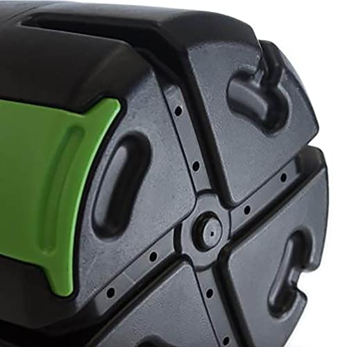 FCMP Outdoor HOTFROG Rolling Single Chamber Batch Tumbling Composter - Outdoor Rotating Garden Compost Bin (HF-RC4000WB) Black & Green (37-Gallon)
