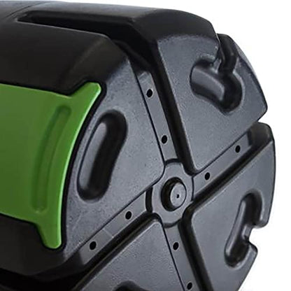FCMP Outdoor HOTFROG Rolling Single Chamber Batch Tumbling Composter - Outdoor Rotating Garden Compost Bin (HF-RC4000WB) Black & Green (37-Gallon)