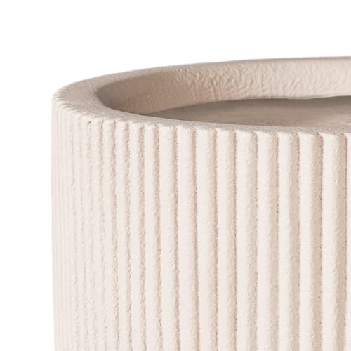 16" Pillar Fluted Planter - Handmade Fiberglass Composite - color: Off White, size: Pillar