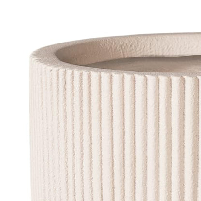 16" Pillar Fluted Planter - Handmade Fiberglass Composite - color: Off White, size: Pillar