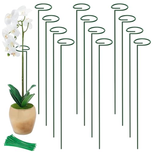 Unves 16" Tall Plant Support Stakes, 12 Pack Garden Flower Plant Stakes - size: 16 Inch