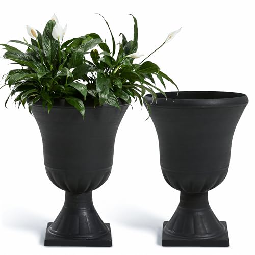 Worth 22'' Tall Urn Planters for Outdoor Plants Set of 2, Large Flower Pots - color: Black