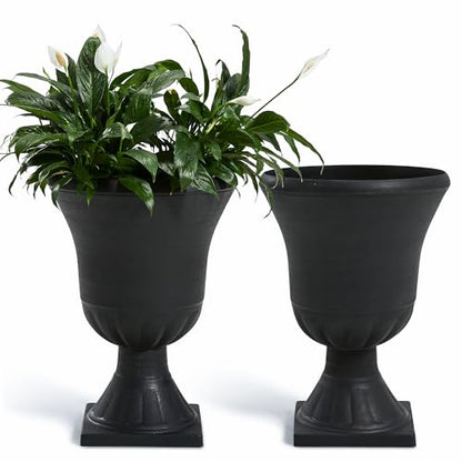 Worth 22'' Tall Urn Planters for Outdoor Plants Set of 2, Large Flower Pots - color: Black