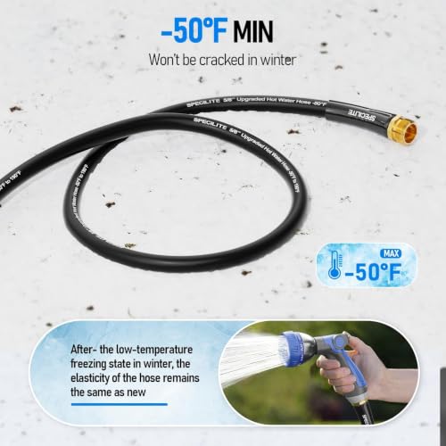 SPECILITE Retractable Garden Hose Reel with 5/8" 50ft Hot/Cold Pipe, Black - color: Black, size: 5/8'' 50 FT