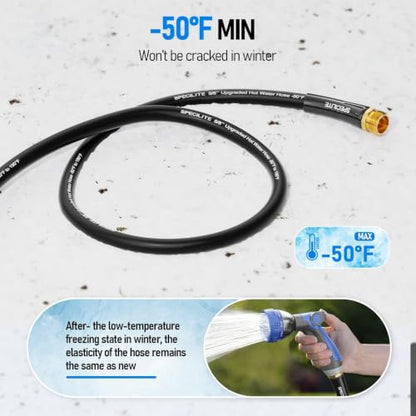 SPECILITE Retractable Garden Hose Reel with 5/8" 50ft Hot/Cold Pipe, Black - color: Black, size: 5/8'' 50 FT